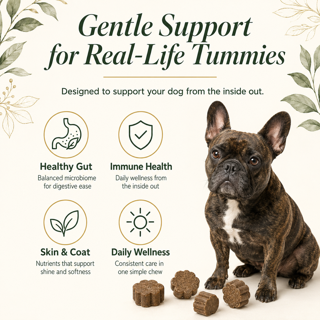 Gentle digestive support benefits — healthy gut, immune health, skin and coat, daily wellness